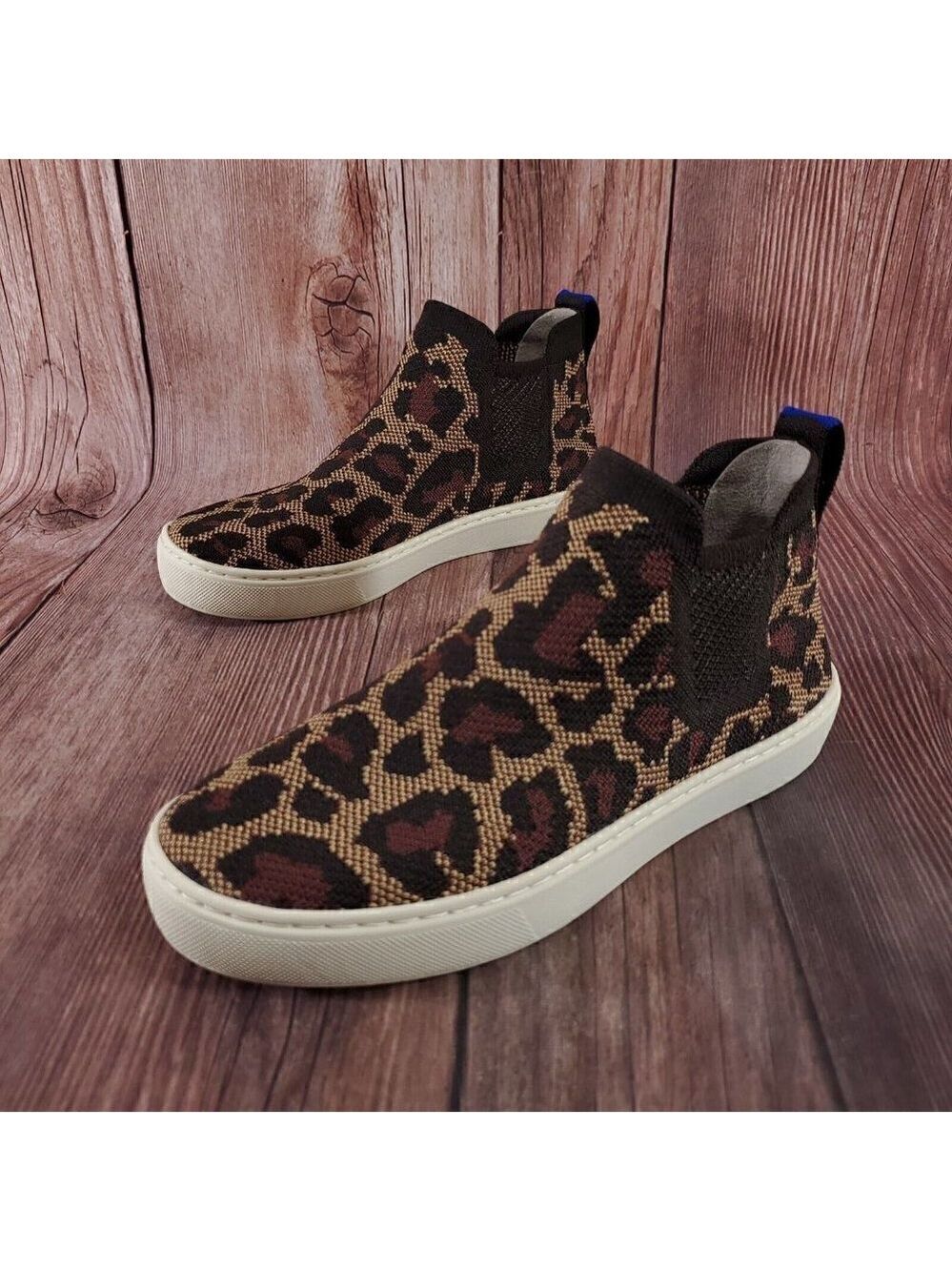 Rothys Womens 5 Chelsea Wildcat Cheetah Animal Print High Top Sneakers Retired